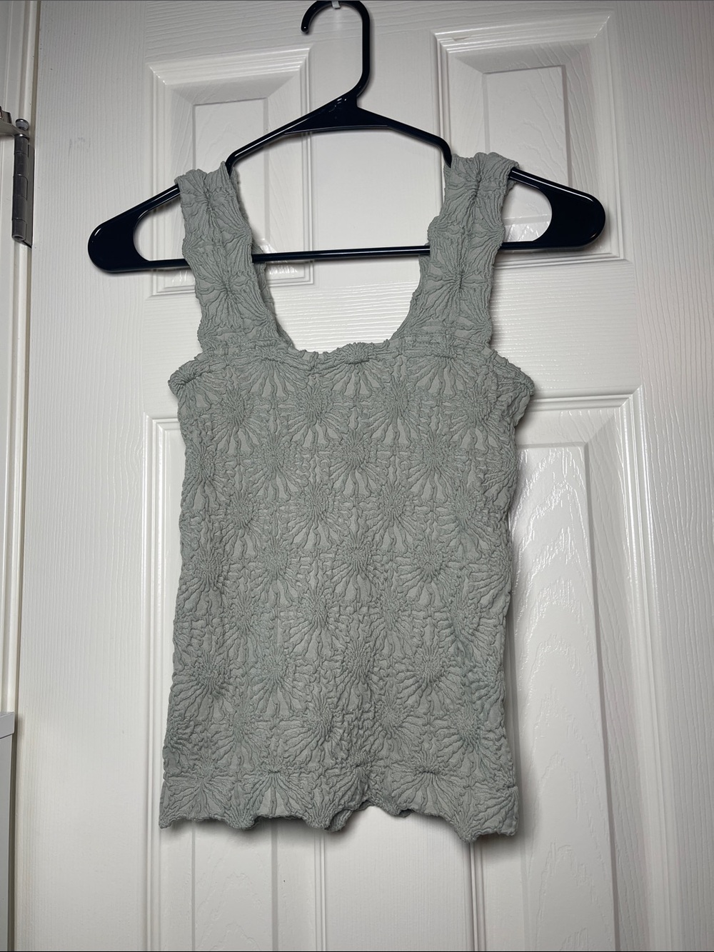 Altar'd State Light Sage Textured Floral Smocked Tank
